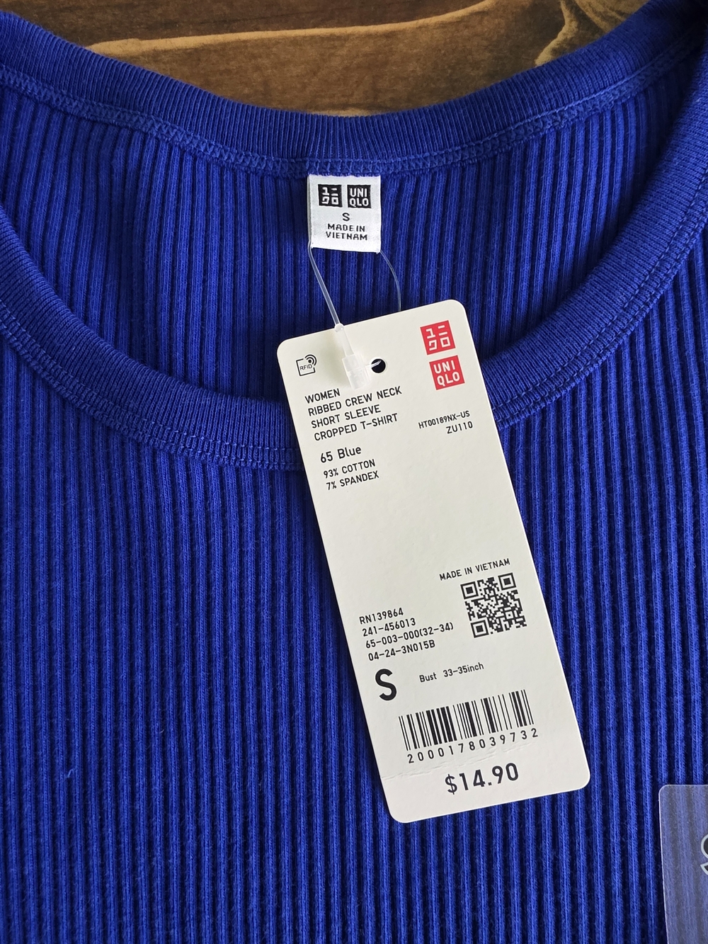 Uniqlo Women Ribbed Crew Neck Short Sleeve Tee Small NWT